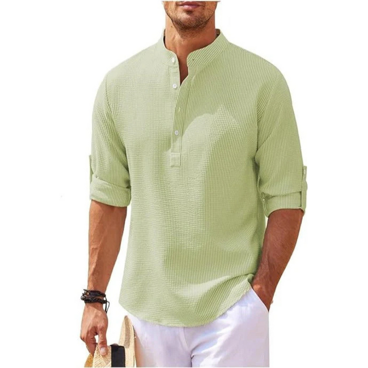 Levoire | Henley Shirt Décontracté Coupe décontractée Vert clair