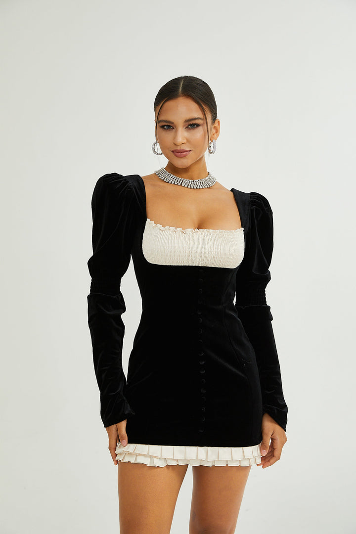 Levoire | Robe Mini Velours À Manches Longues