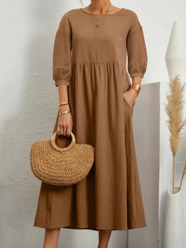 Levoire | Robe D'Été À Manches Ballons Braun