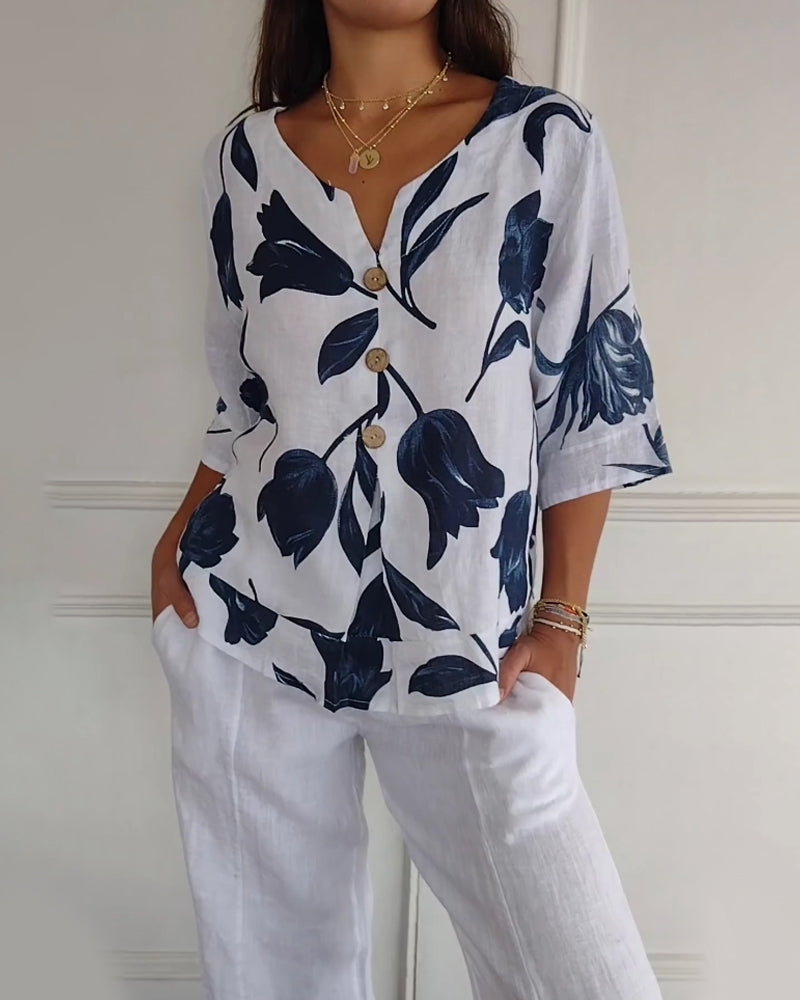 Levoire | Femmes Haut À Imprimé Floral Blanc