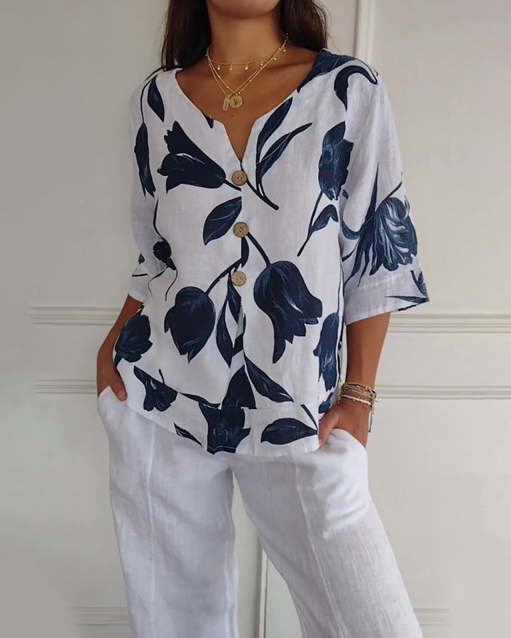 Levoire | Femmes Haut À Imprimé Floral Blanc