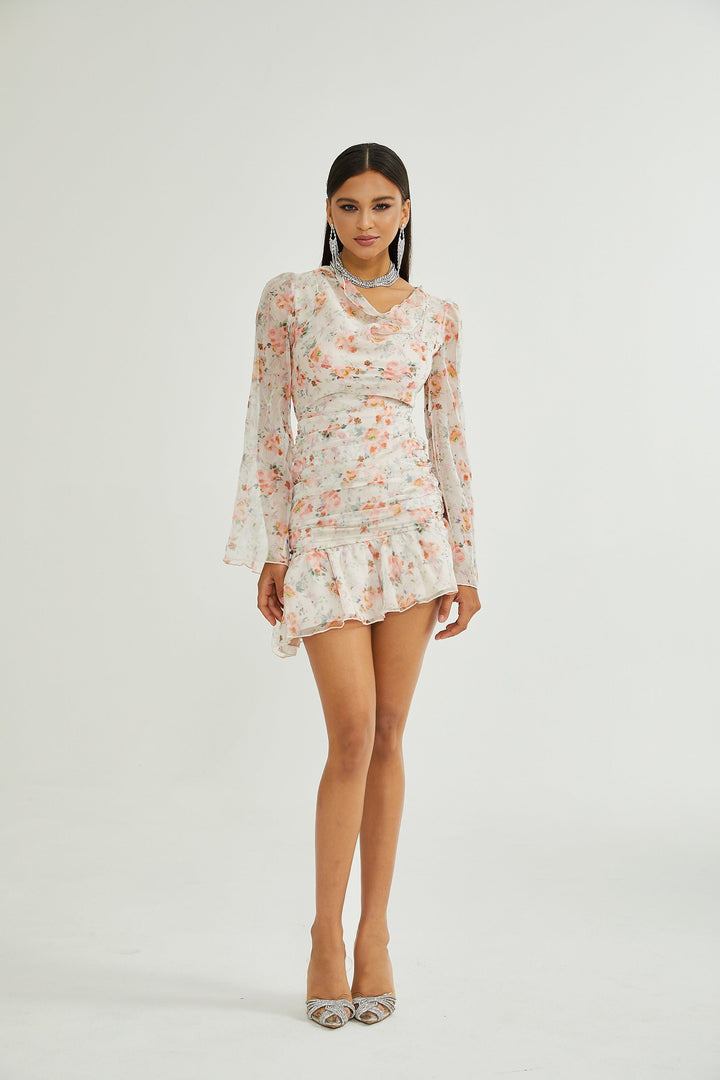 Levoire | Imprimé Floral Robe Mini À Manches Longues