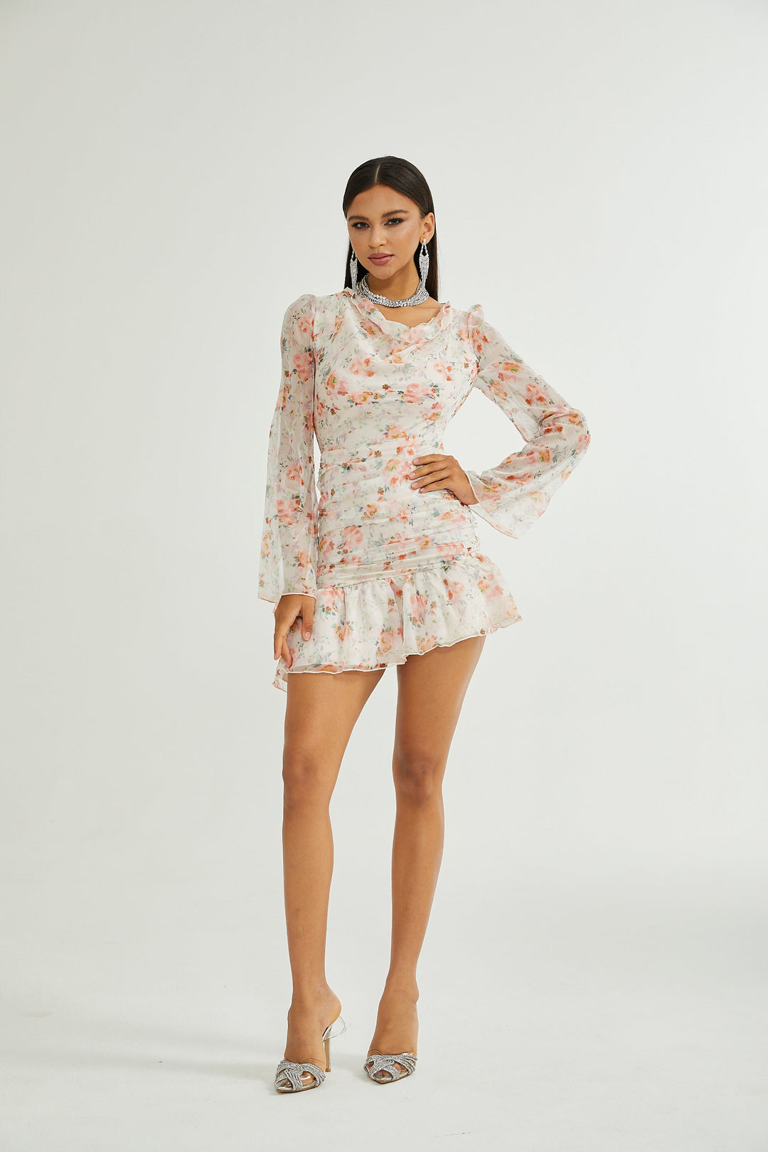 Levoire | Imprimé Floral Robe Mini À Manches Longues