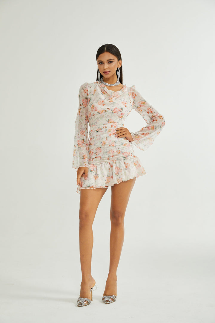 Levoire | Imprimé Floral Robe Mini À Manches Longues