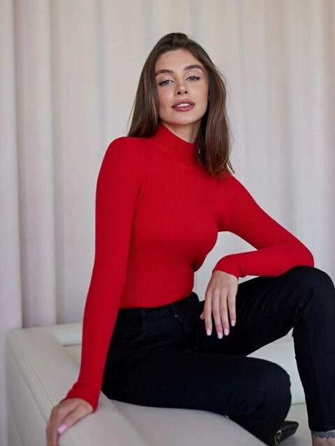 Levoire | Pull À Col Roulé Côtelé Rot Une taille