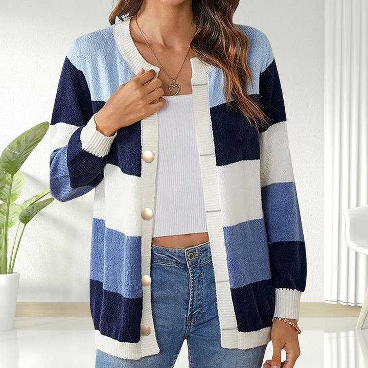Levoire | Pulls rayés à manches longues avec bouton Bleu