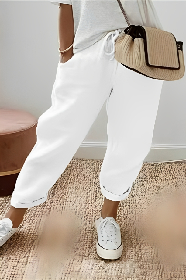 Levoire | Pantalon uni avec cordon de serrage et poche oblique Blanc