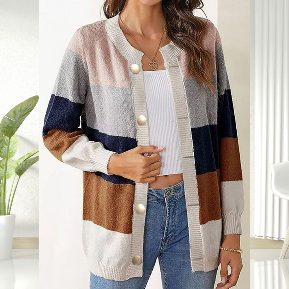 Levoire | Pulls rayés à manches longues avec bouton Braun