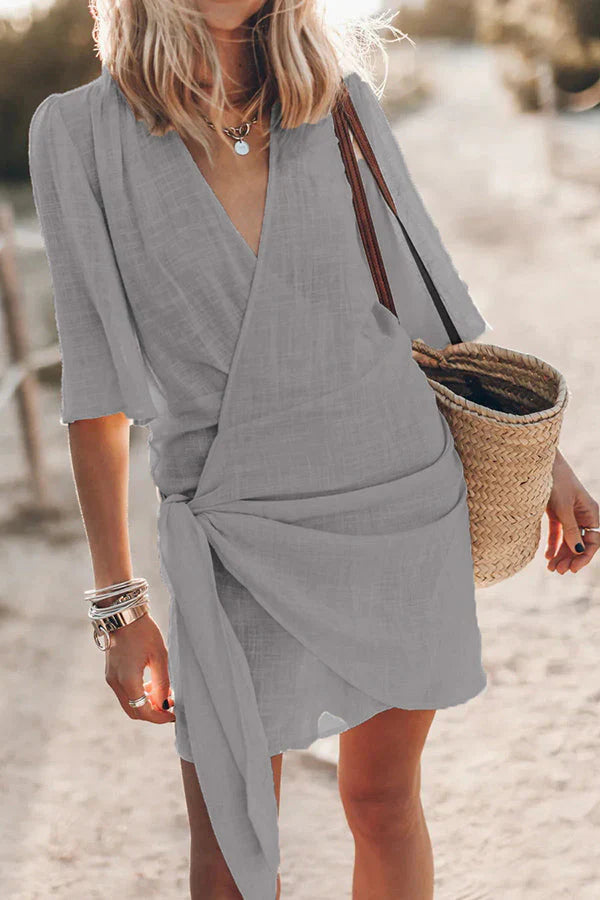 Levoire | Robe Mini Avec Nœud Croisé Gris