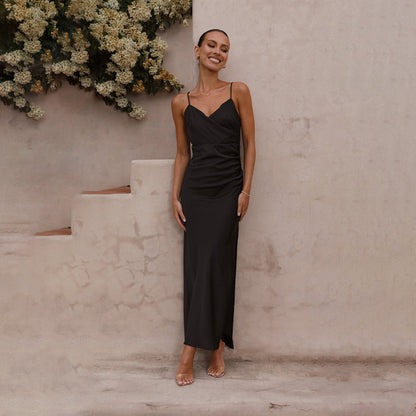 Levoire | Robe sans manches à bretelles spaghetti avec fente et silhouette moulante