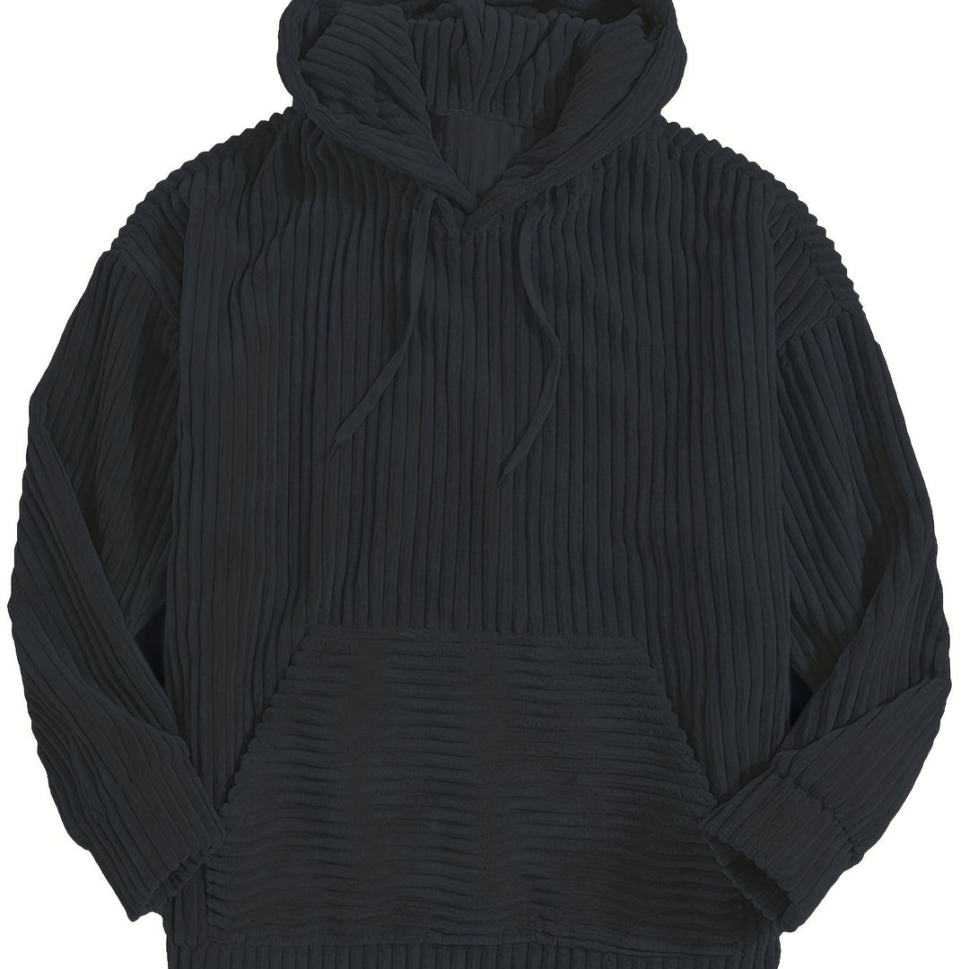 Levoire | Sweat À Capuche En Corduroy Vintage Pour Hommes Avec Col Haut Et Poche Kangourou