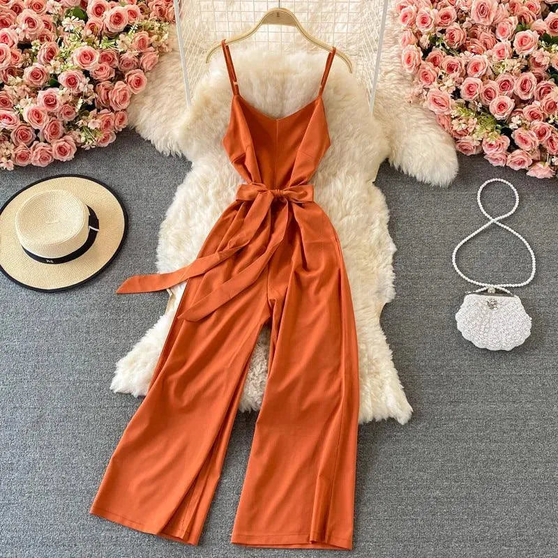 Levoire | Combinaison décontractée unie avec bretelles Taille moyenne Orange