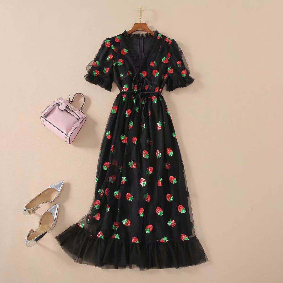 Levoire | Robe d'été tendance à nœud en maille noir