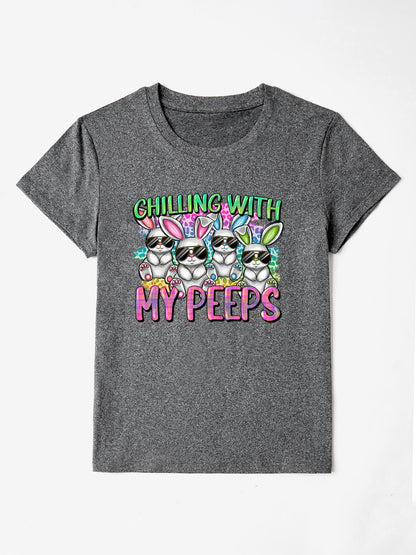 Levoire | CHILLING WITH MY PEEPS T-shirt col rond Gris foncé