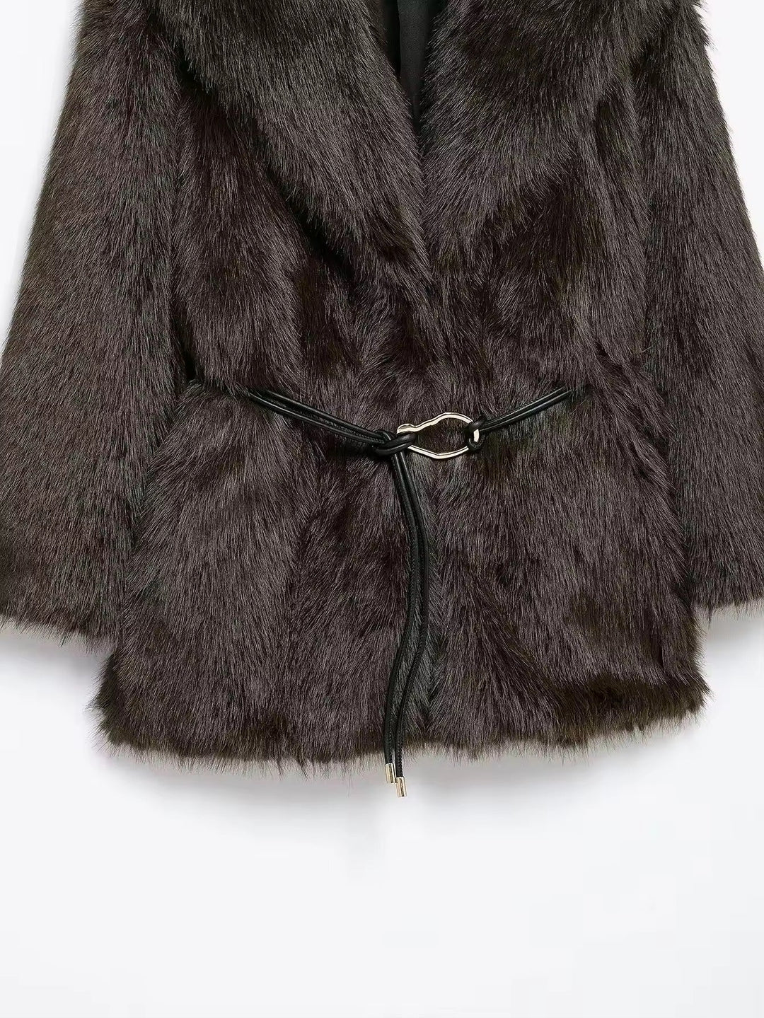 Levoire | Manteau En Fausse Fourrure Luxueux Avec Ceinture