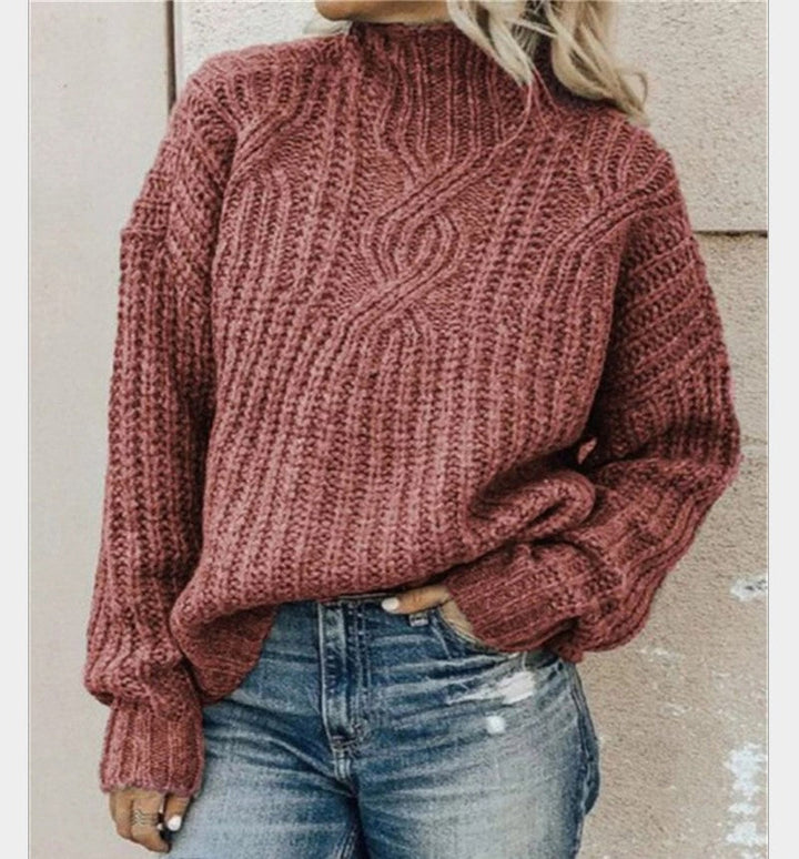 Levoire | Pull En Tricot Torsadé À Col Haut Pour Femmes Rot