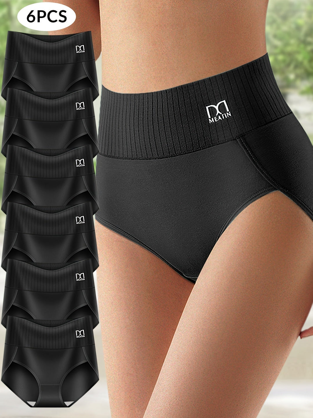 Levoire | 6 Paquets De Slips Taille Haute Avec Contrôle Du Ventre, Respirants Et Confortables Noir