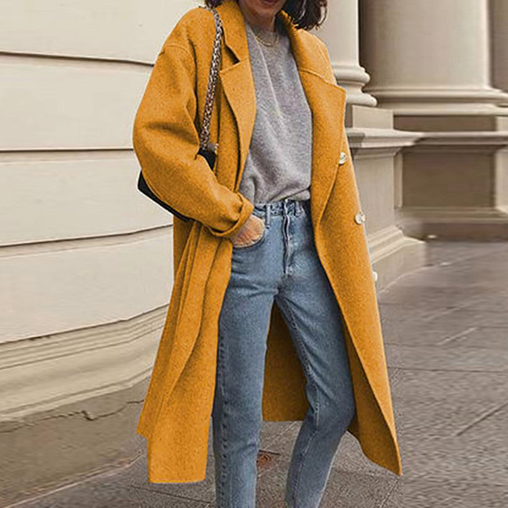 Levoire | Élégant Et Polyvalent Manteau Long Jaune