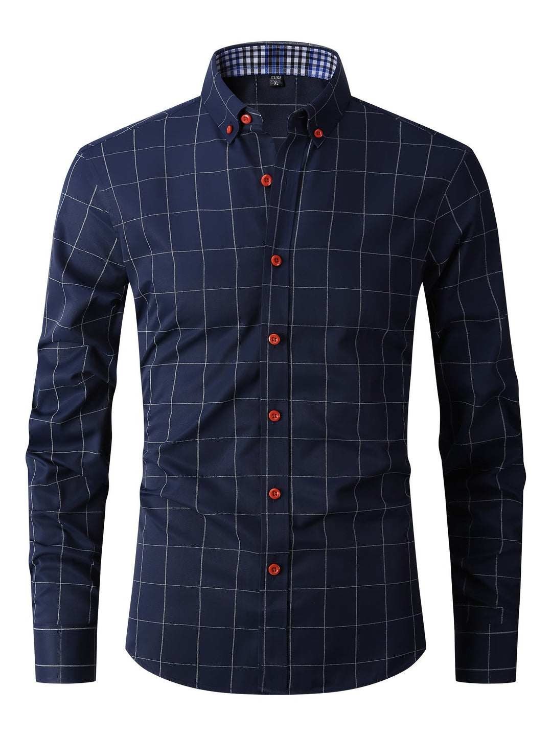 Levoire | Chemise D'Affaires À Carreaux À Manches Longues Bleu