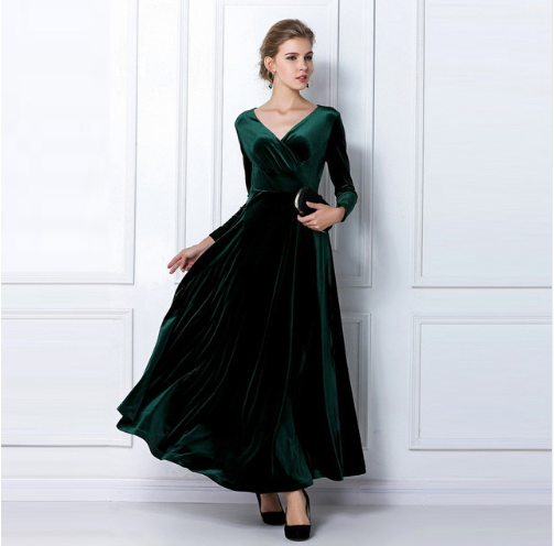 Levoire | Robe Chic Glamoureuse avec décolleté en V épaissi Vert