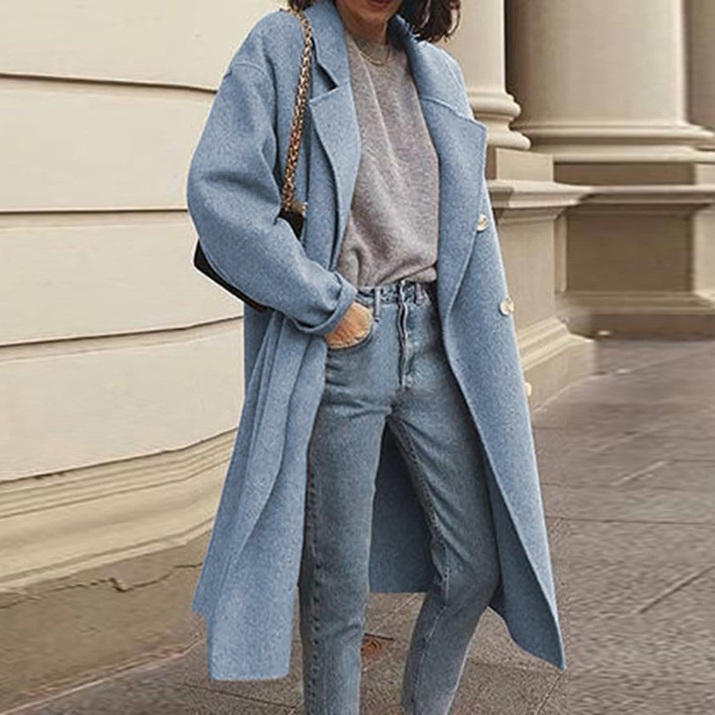 Levoire | Élégant Et Polyvalent Manteau Long Bleu