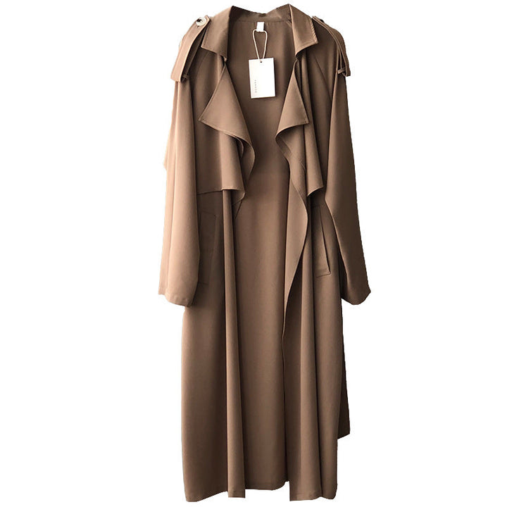 Levoire | Manteau Trench Long Pour Femmes Avec Revers Braun