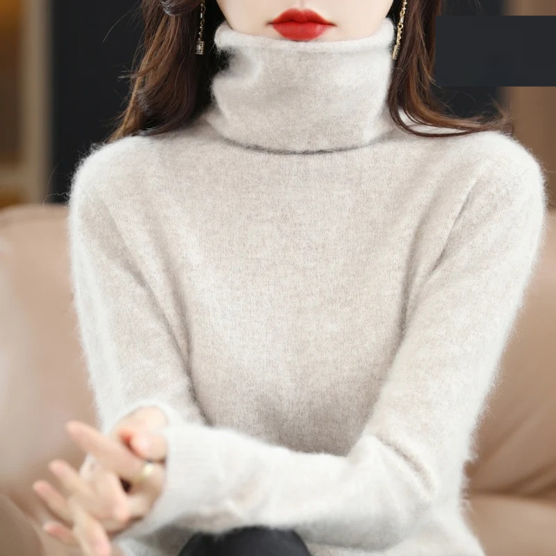 Levoire | Pull à col roulé en cachemire pour femmes Doux pull avec col haut, Design chaud et luxueux Blanc