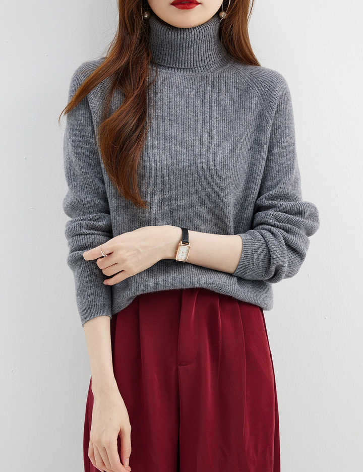 Levoire | Pull en Cachemire pour Femmes Pull à Col Cambré, Chaud & Confortable Gris