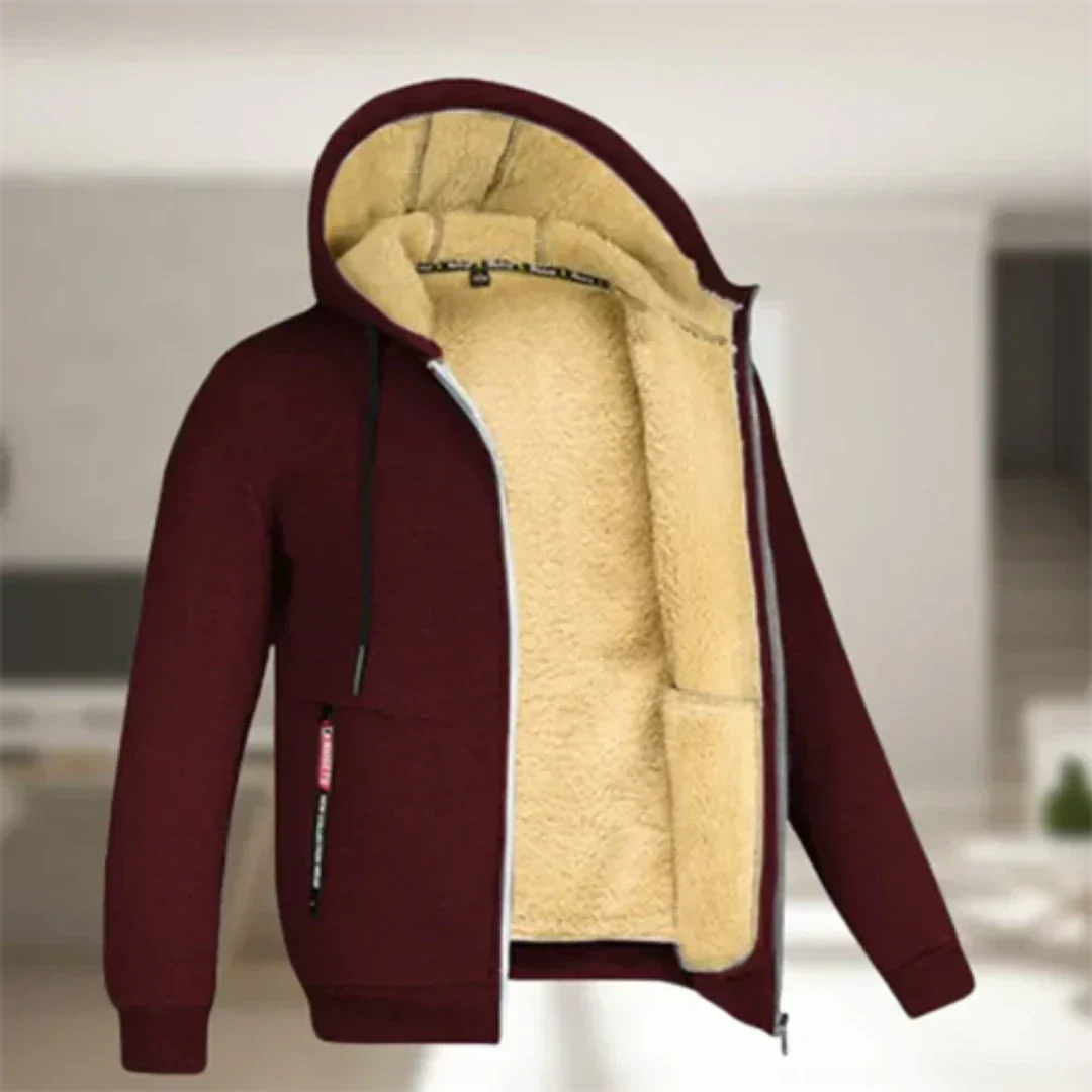Levoire | Veste chaude avec fermeture éclair et capuche Bourgogne