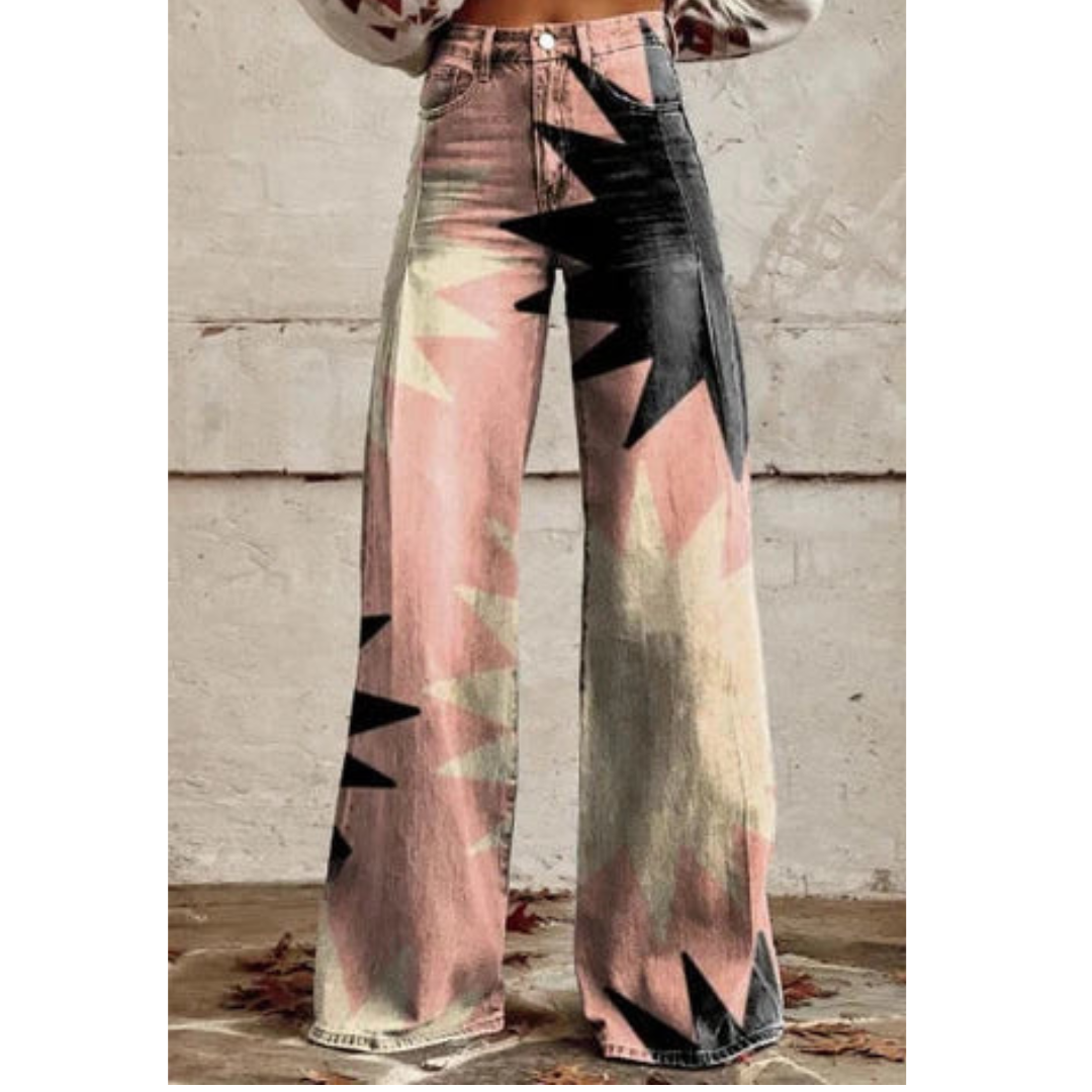 Levoire | Pantalon Femme Tendance À Motif Graphique Rose