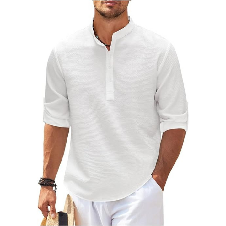 Levoire | Henley Shirt Décontracté Coupe décontractée Blanc
