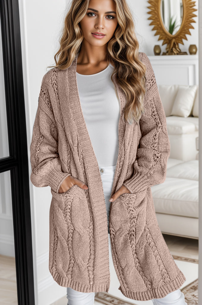 Levoire | Tricot Câble Taille Surdimensionnée Écharpe Fendue Pour Un Superposé Confortable Léger Marron
