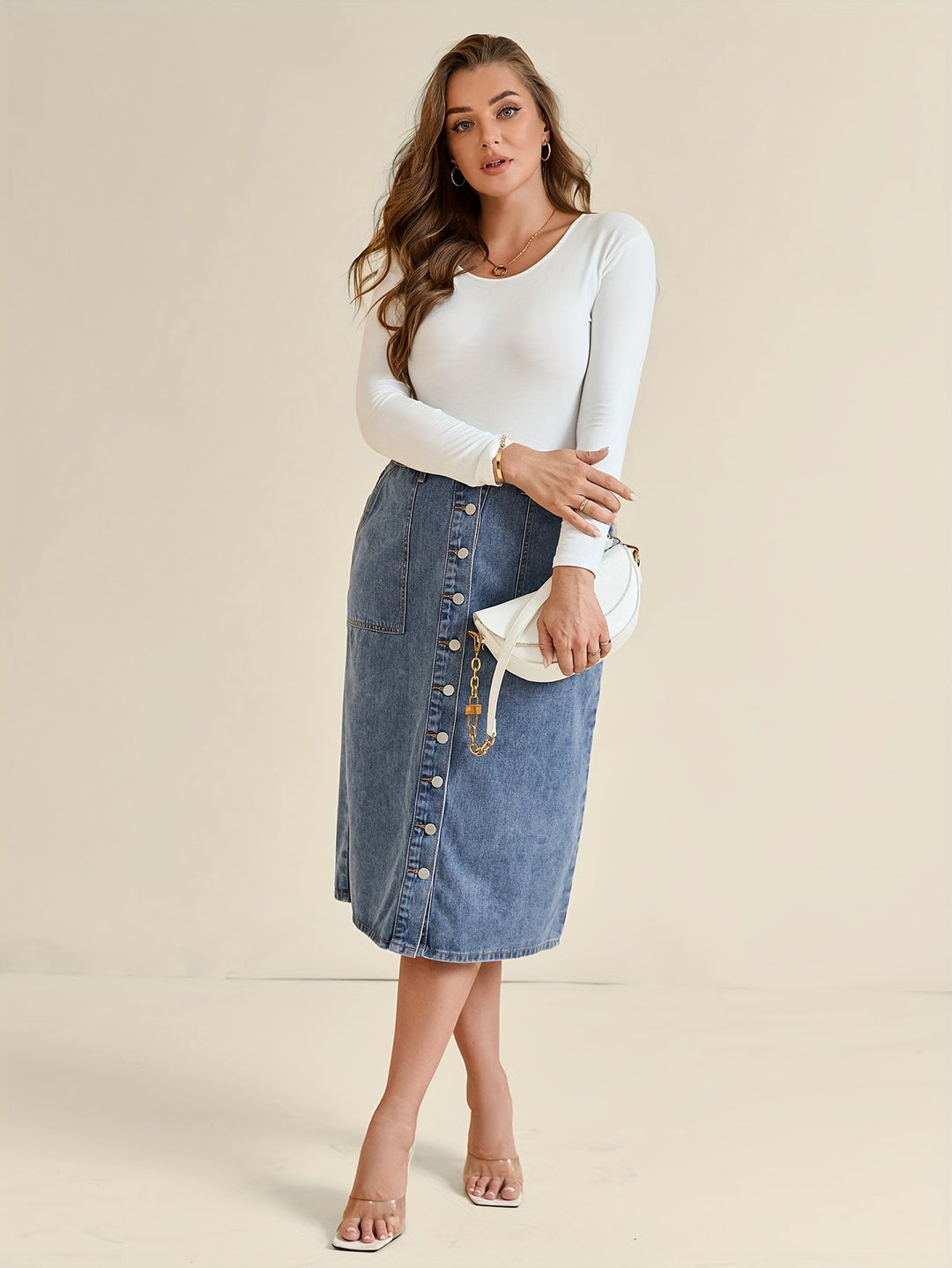 Levoire | Jupe Midi En Denim Classique Napppidetalla