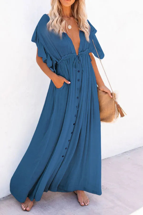 Levoire | Fairy Air Robe à encolure en V et à manches volantées