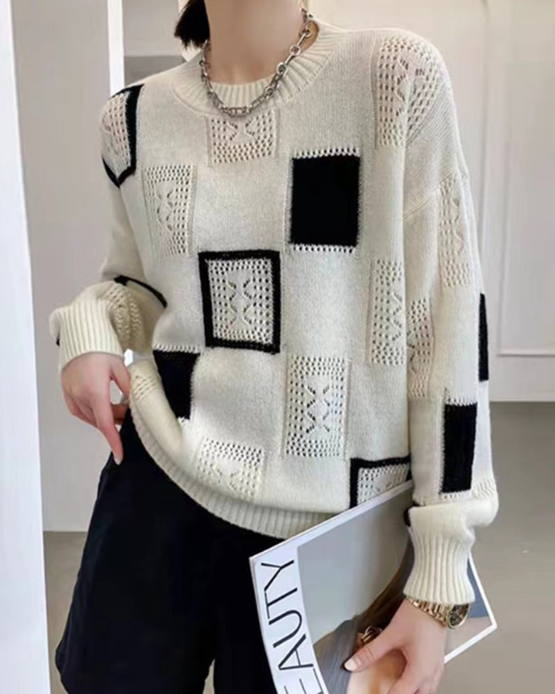 Levoire | Pull Moderne En Maille Carrée À Blocs De Couleurs