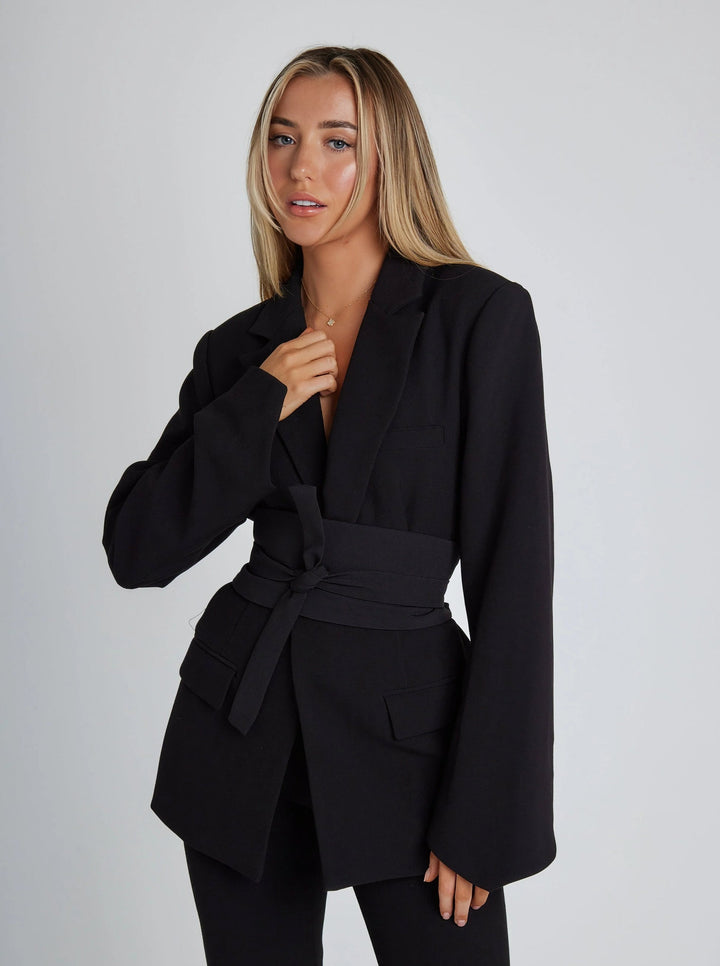 Levoire | Blazer De Luxe Avec Ceinture Noir