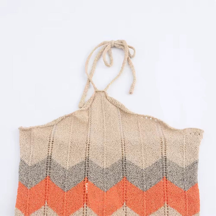 Levoire | Robe Maxi Tricot Avec Motif Zigzag Et Col Montant