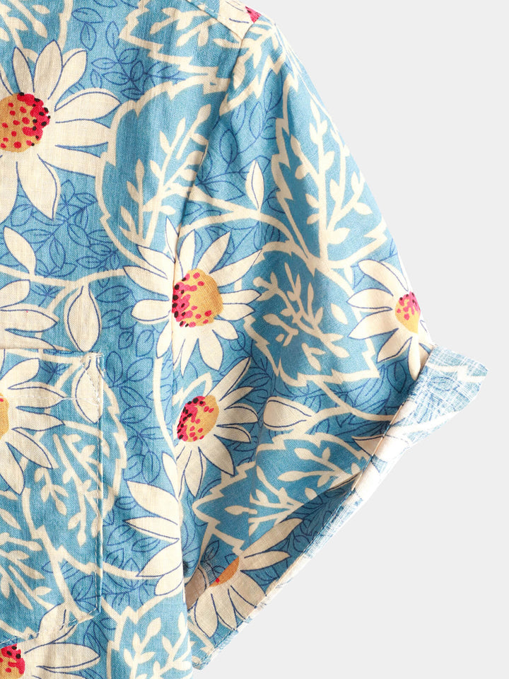 Levoire | Chemise En Coton Fleuri À Manches Courtes