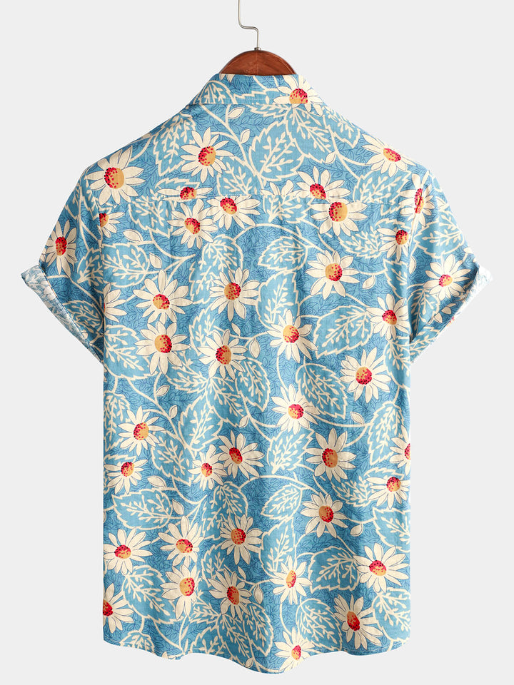 Levoire | Chemise En Coton Fleuri À Manches Courtes