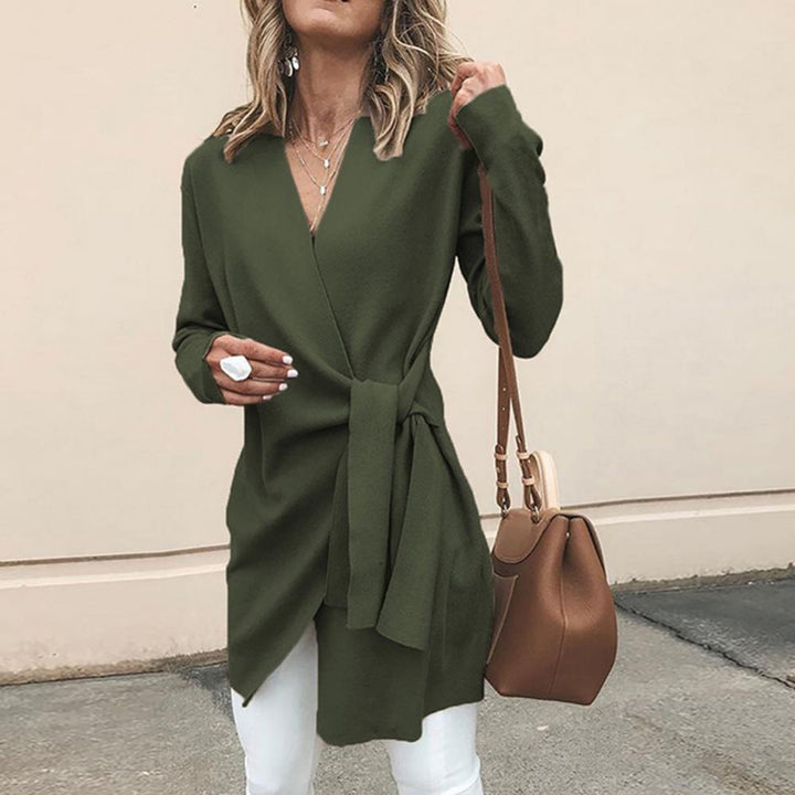 Levoire | Gilet Tricoté Pour Femmes Chaud Avec Ceinture Vert émeraude