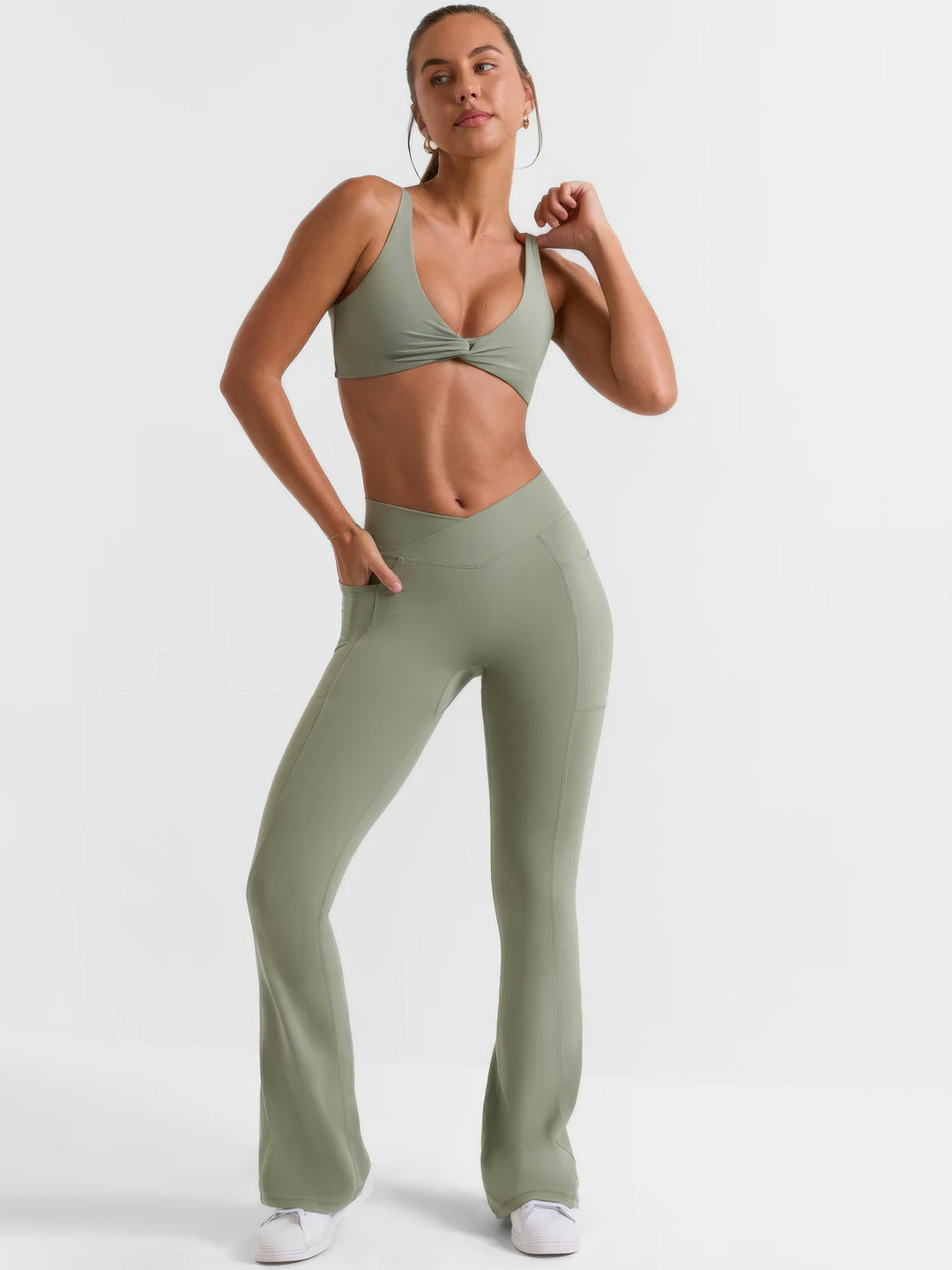 Levoire | Leggings Ajustés À Taille Évasée Vert