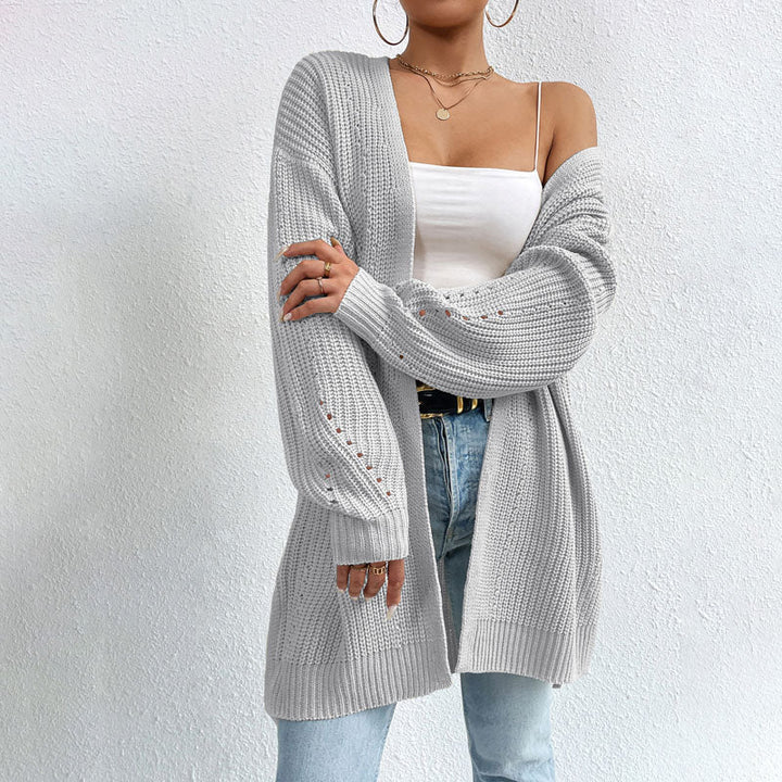 Levoire | Veste Longue Tricotée Avec Détails Subtils Pour Femmes Gris