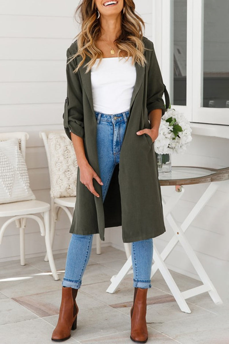 Levoire | Pull Femme Tricoté Long Avec Col Retourné Vert
