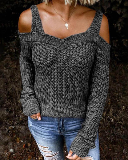Levoire | Pull Avec Épaules Dégagées Et Coupe Confortable Gris Foncé