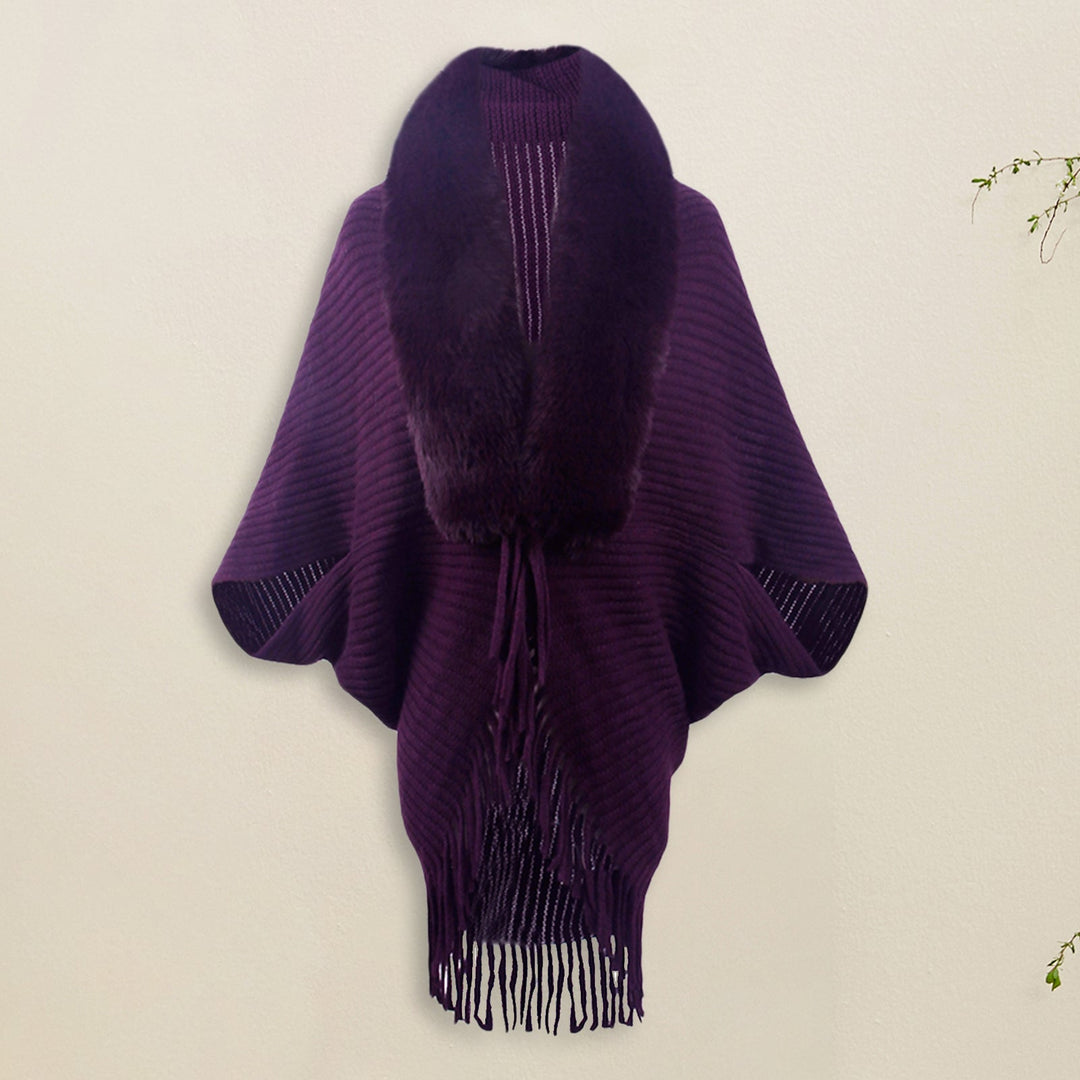 Levoire | Poncho Gilet Avec Fourrure Pour Femmes Lila Taille unique