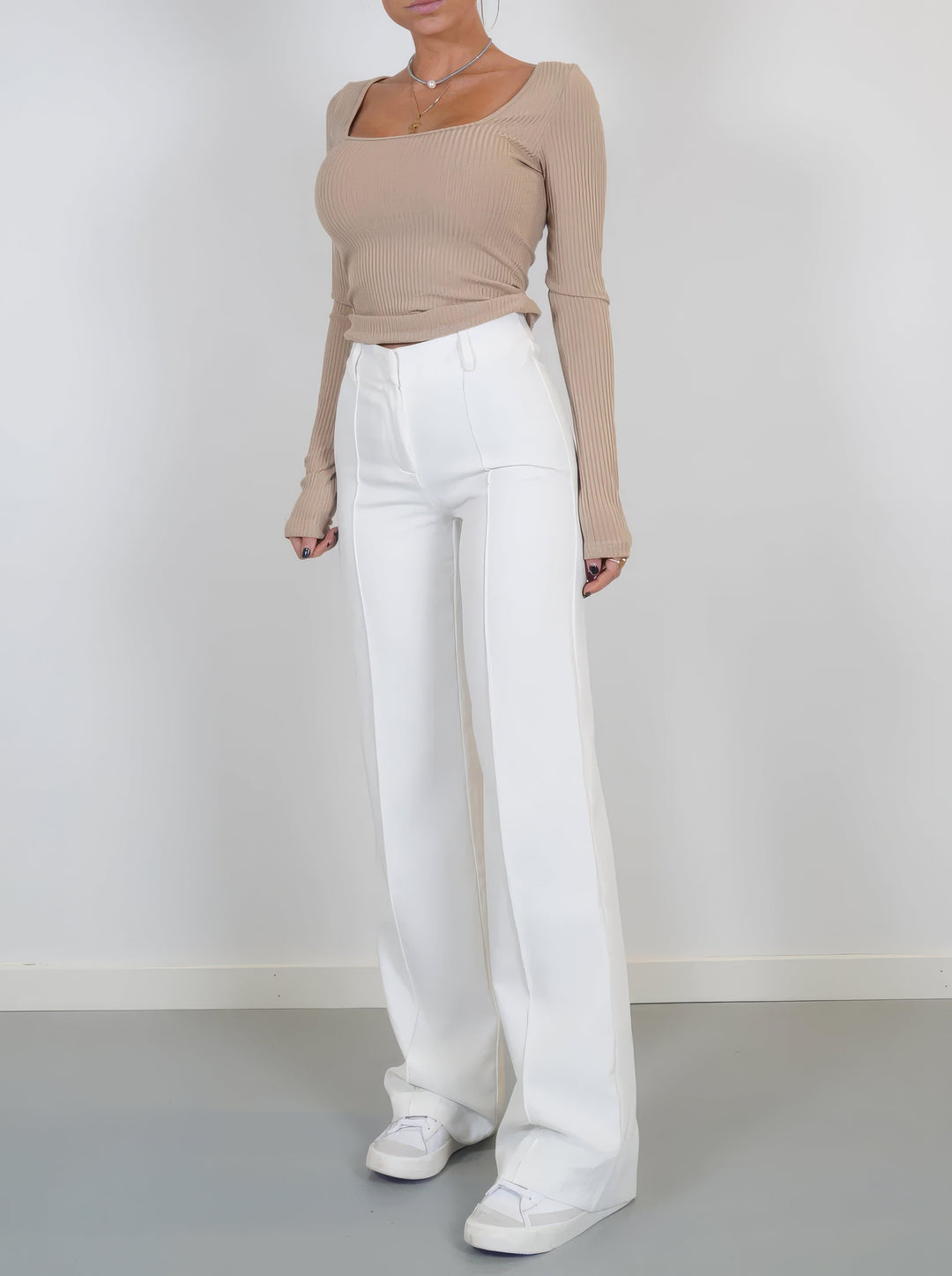 Levoire | Pantalon Large Moulé Pour Femmes Blanc