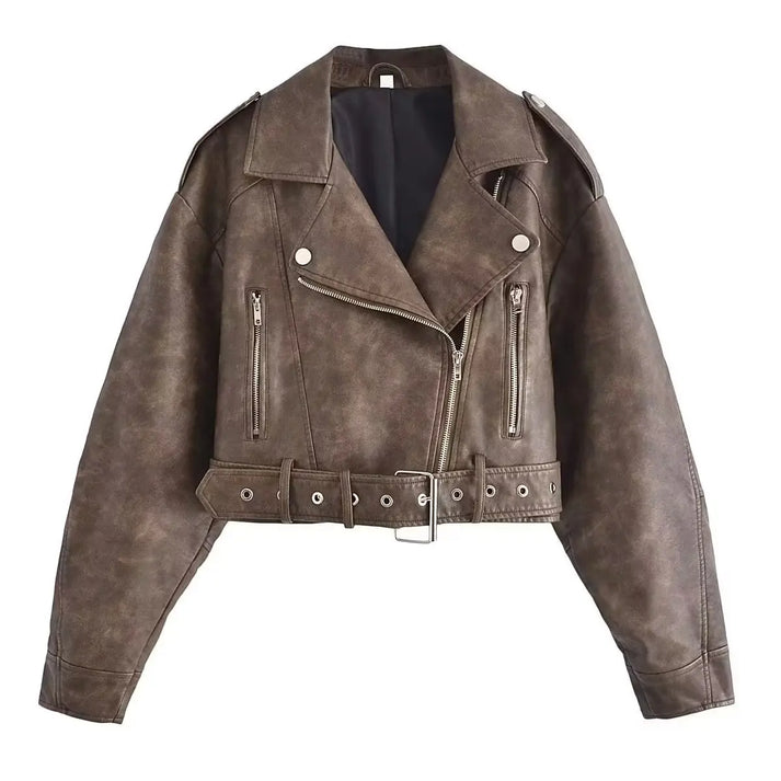 Levoire | Veste En Cuir Rétro Pour Femmes Braun