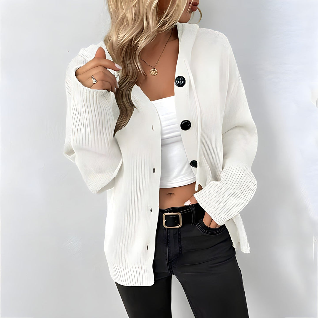 Levoire | Femmes Gilet En Tricot Avec Capuche Blanc