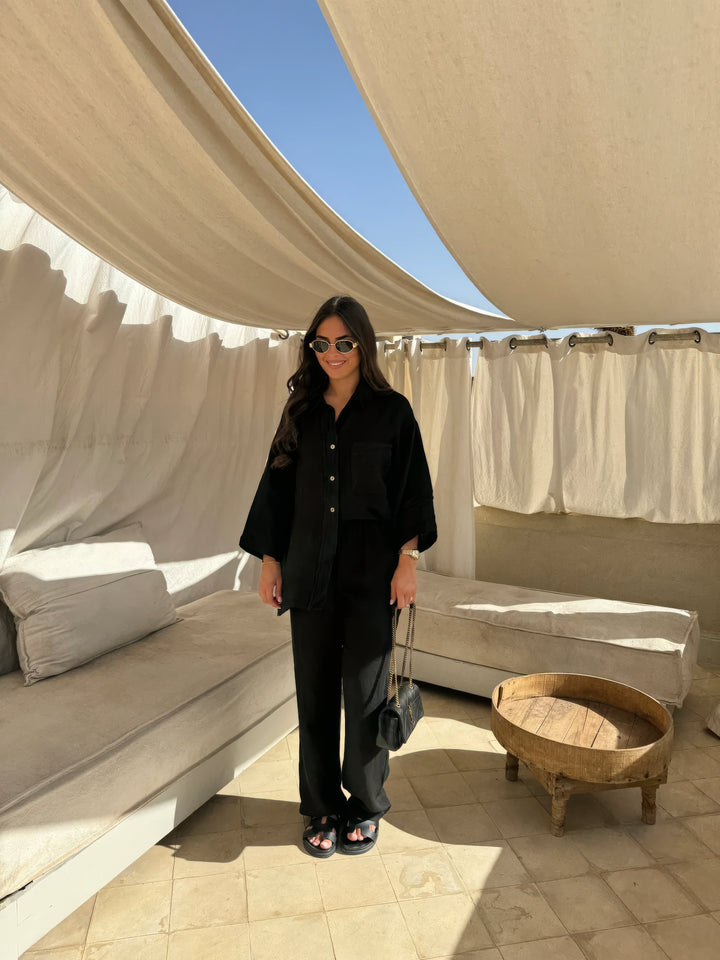 Levoire | Ensemble En Lin Pour Femmes Noir
