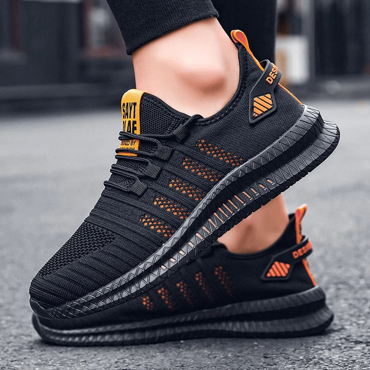 Levoire | Chaussures Tendance Pour Hommes Pour Le Sport Et La Randonnée Avec Une Semelle Intérieure Large Noir Orange